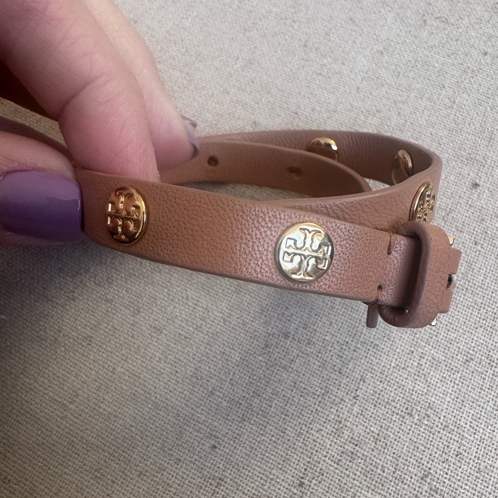 Tory Burch Brown Leather Bracelet with Gold Accents